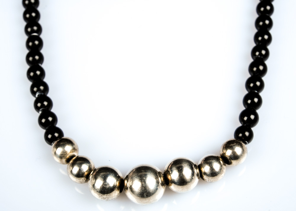 Sterling Silver and Black Onyx Necklace