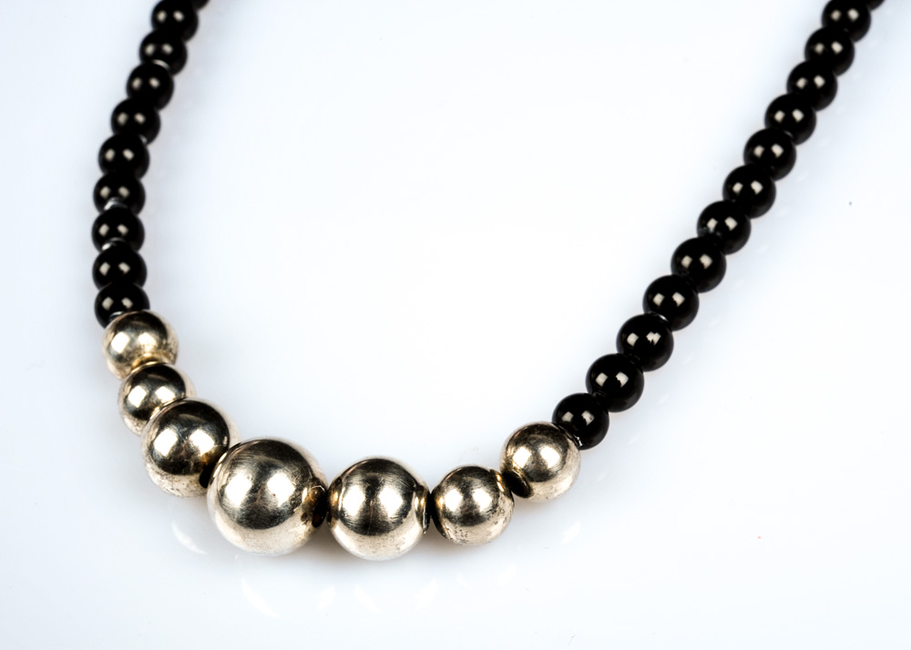 Sterling Silver and Black Onyx Necklace