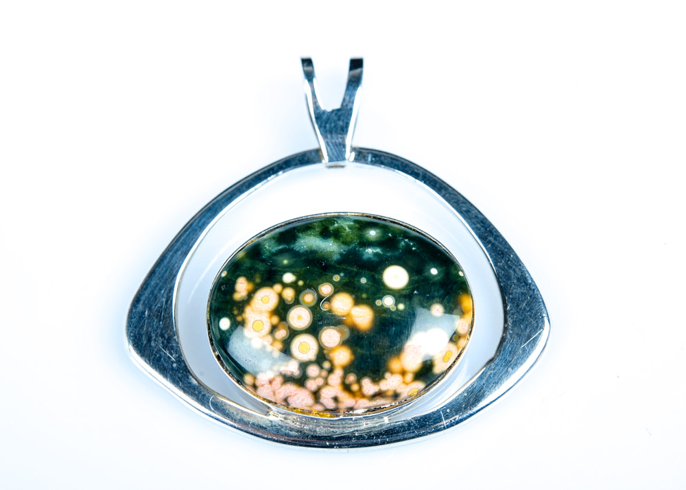 Sterling Silver and Oval Chalcedony Cabachon Pendant