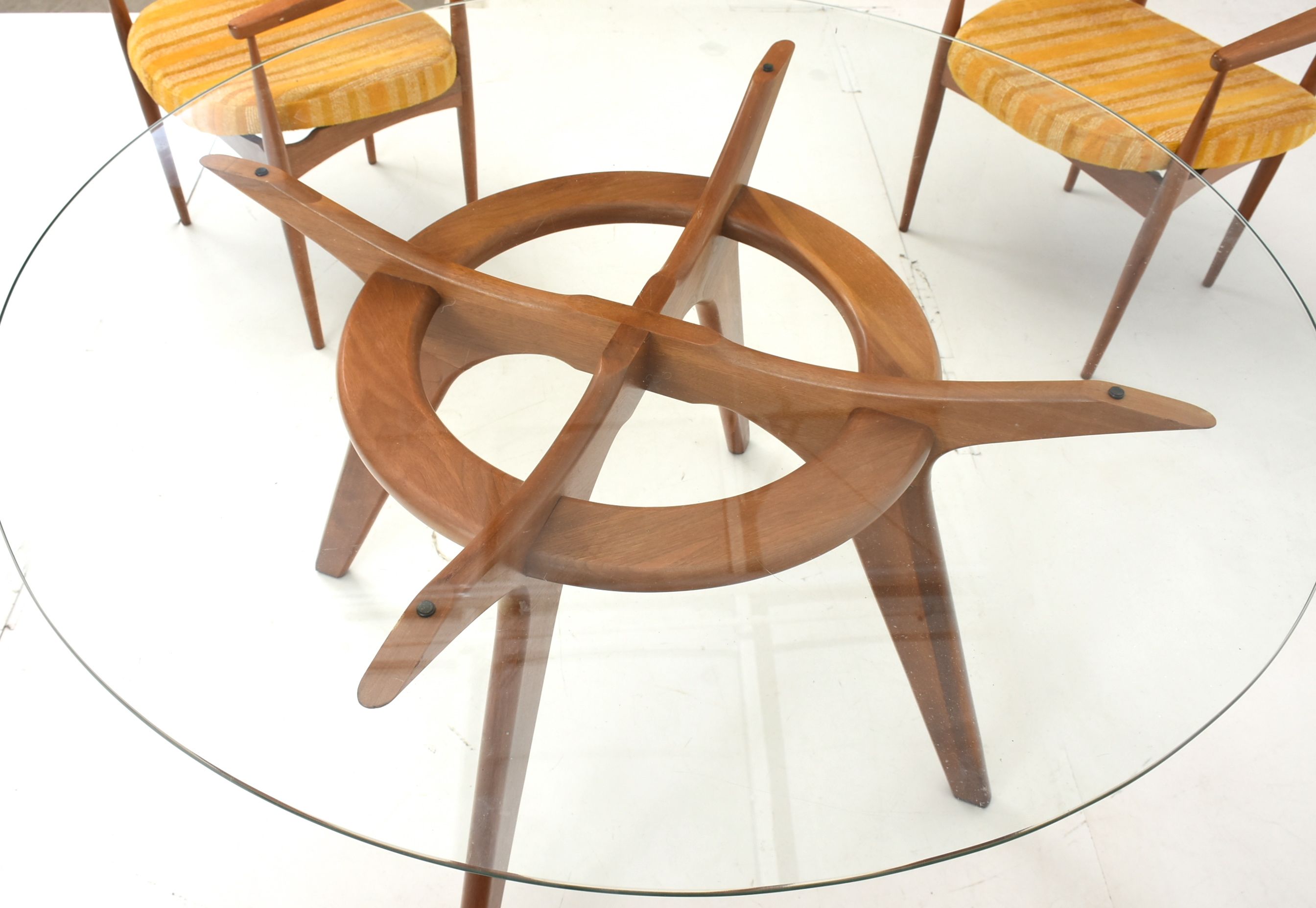 Adrian Pearsall Circular Table and Four Armchairs