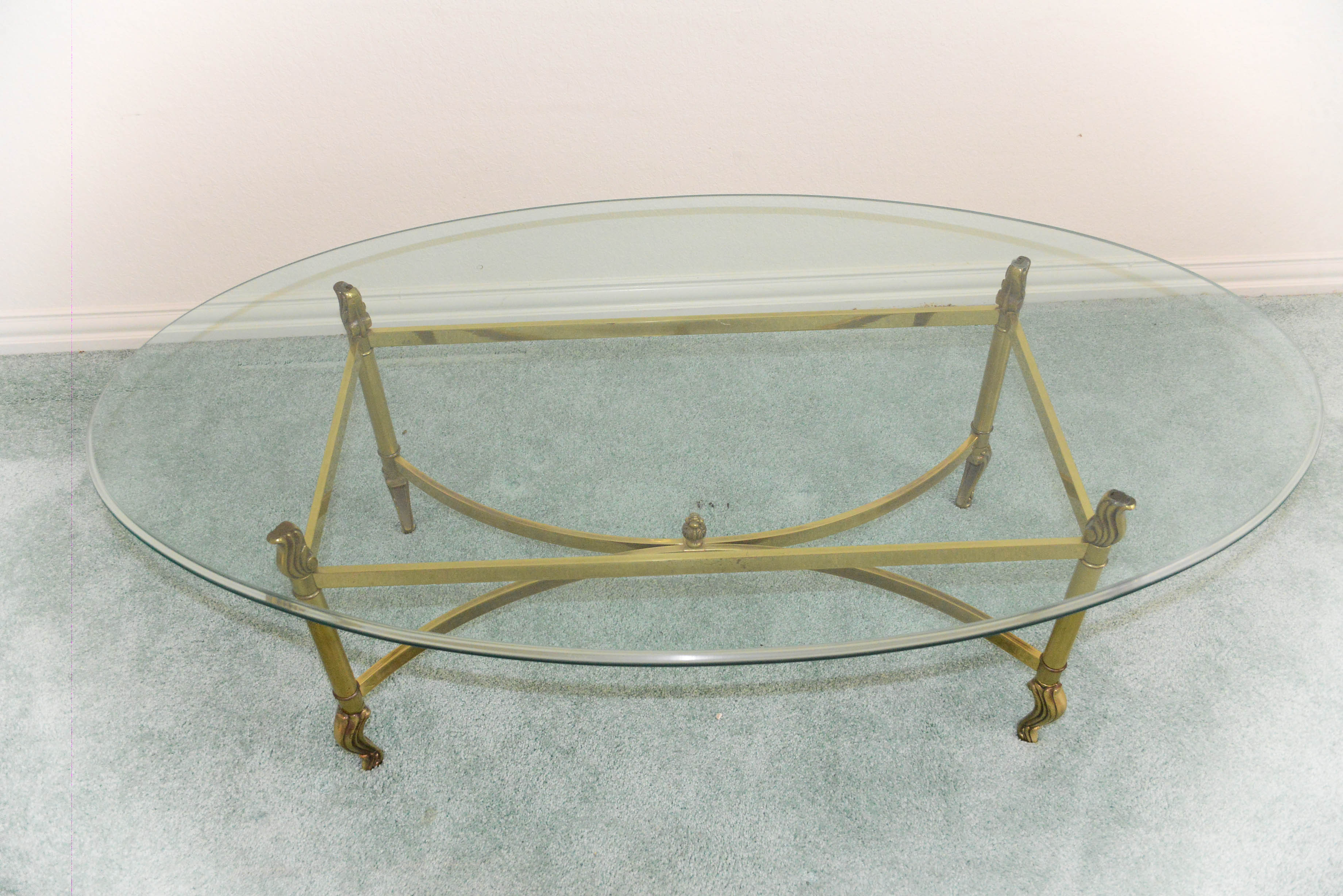 Brass and Glass Topped Coffee Table