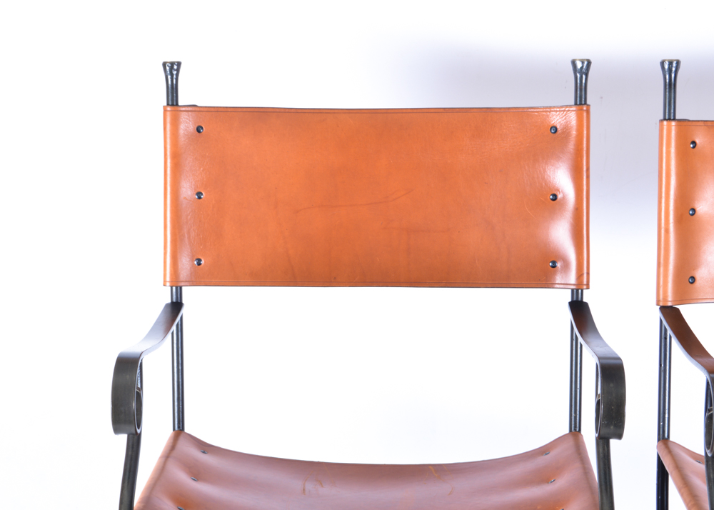 Charleston Forge Wrought Iron and Leather Barstools