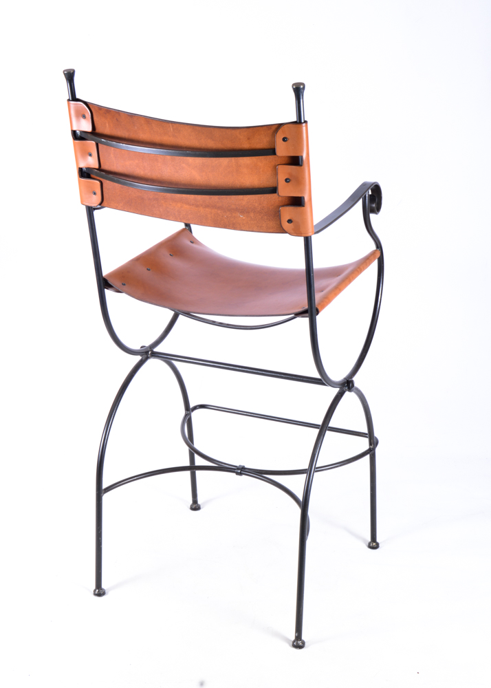 Charleston Forge Wrought Iron and Leather Barstools