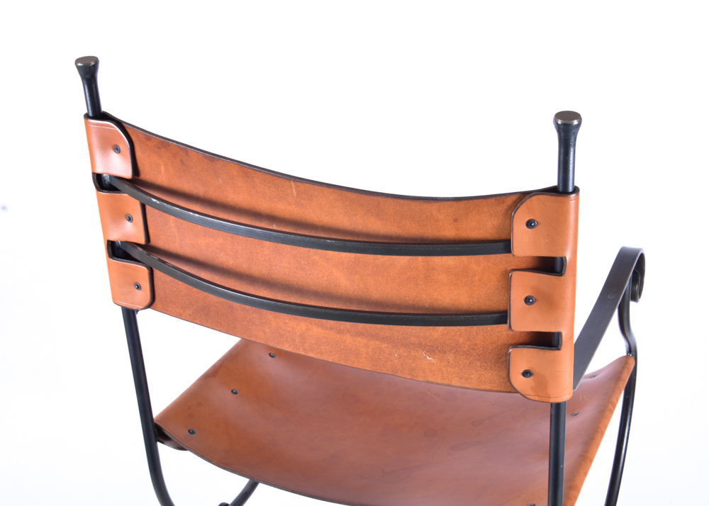 Charleston Forge Wrought Iron and Leather Barstools