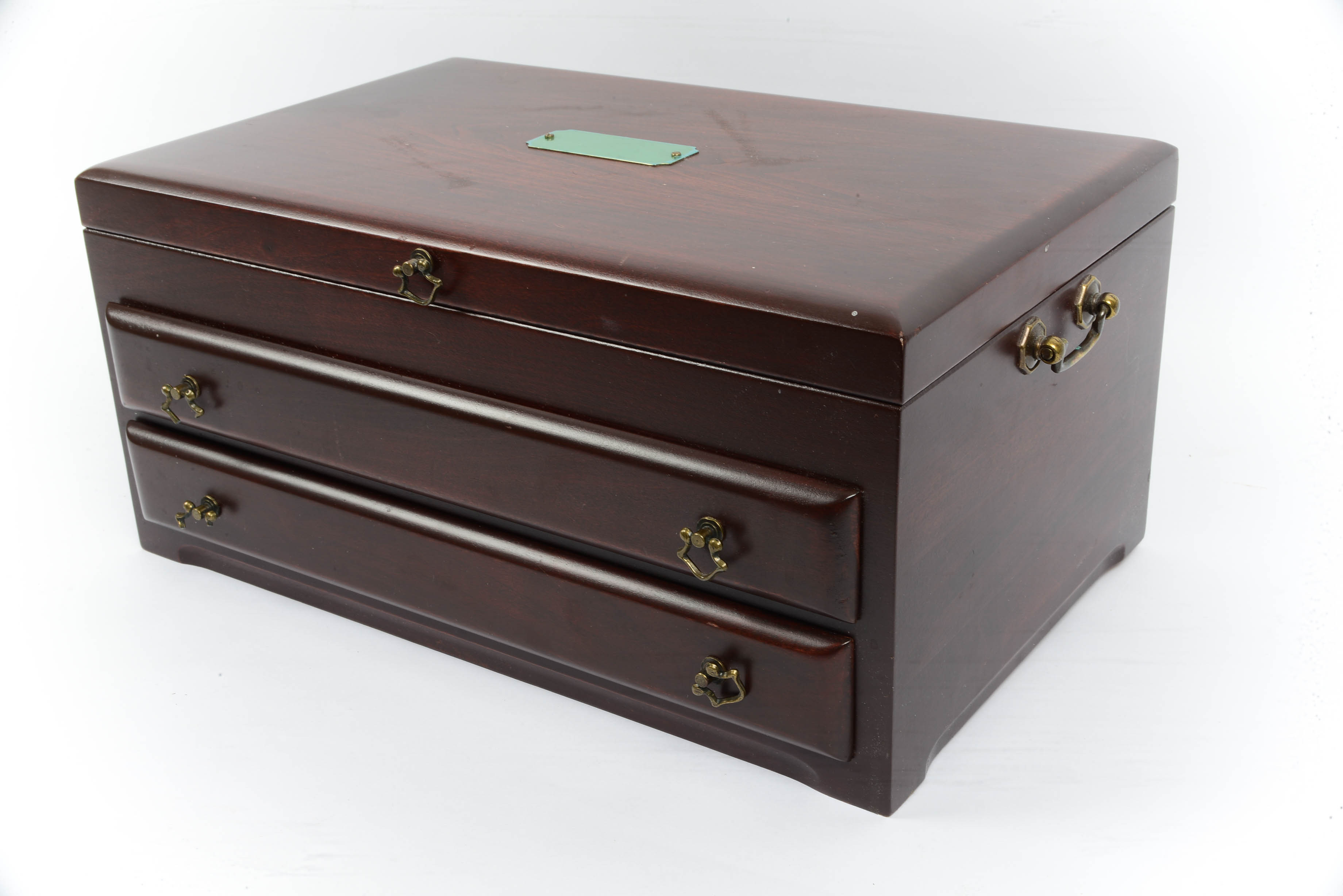 Dark Polished Wood Jewelry Chest