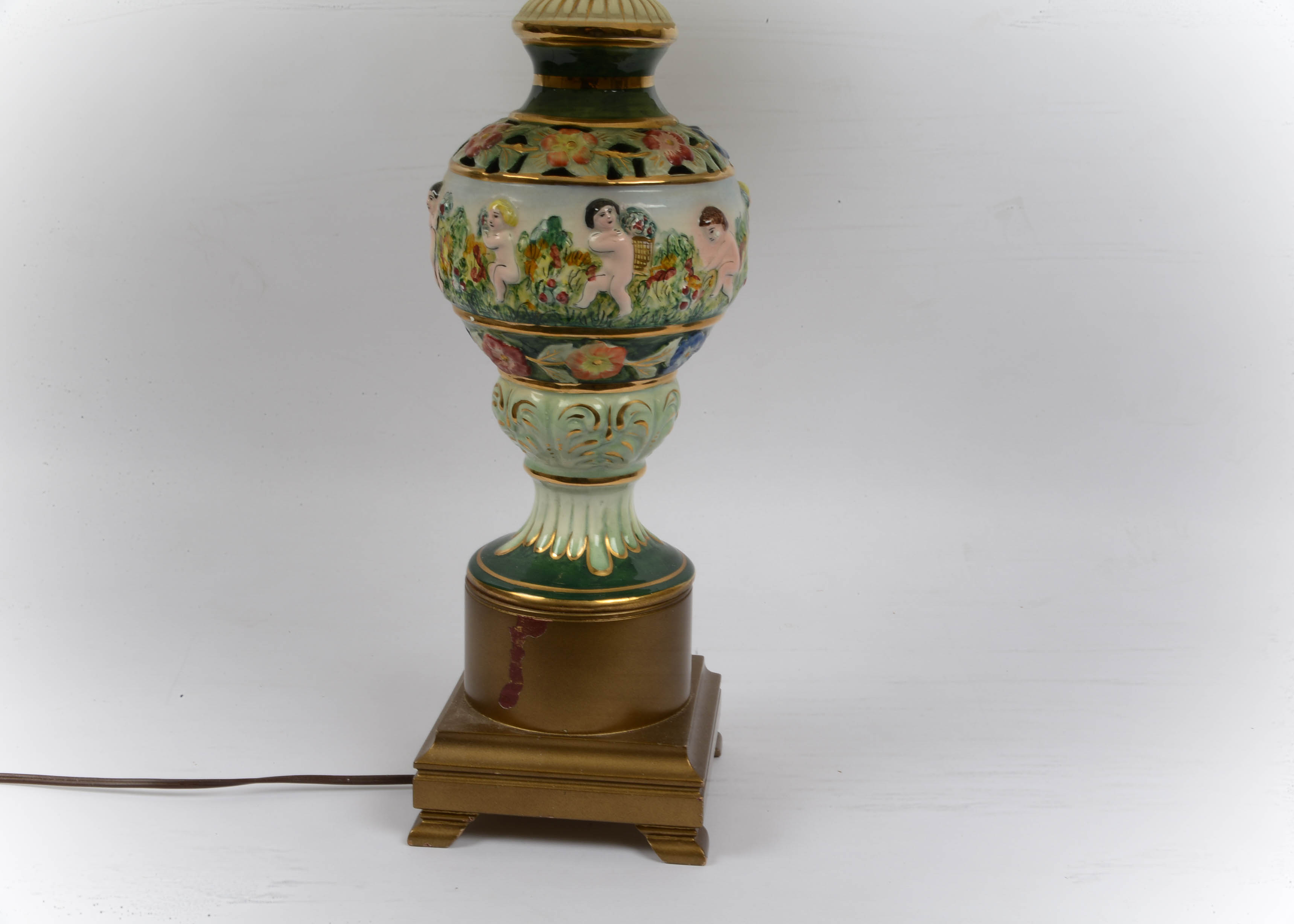 Antique Porcelain Urn Table Base Lamp