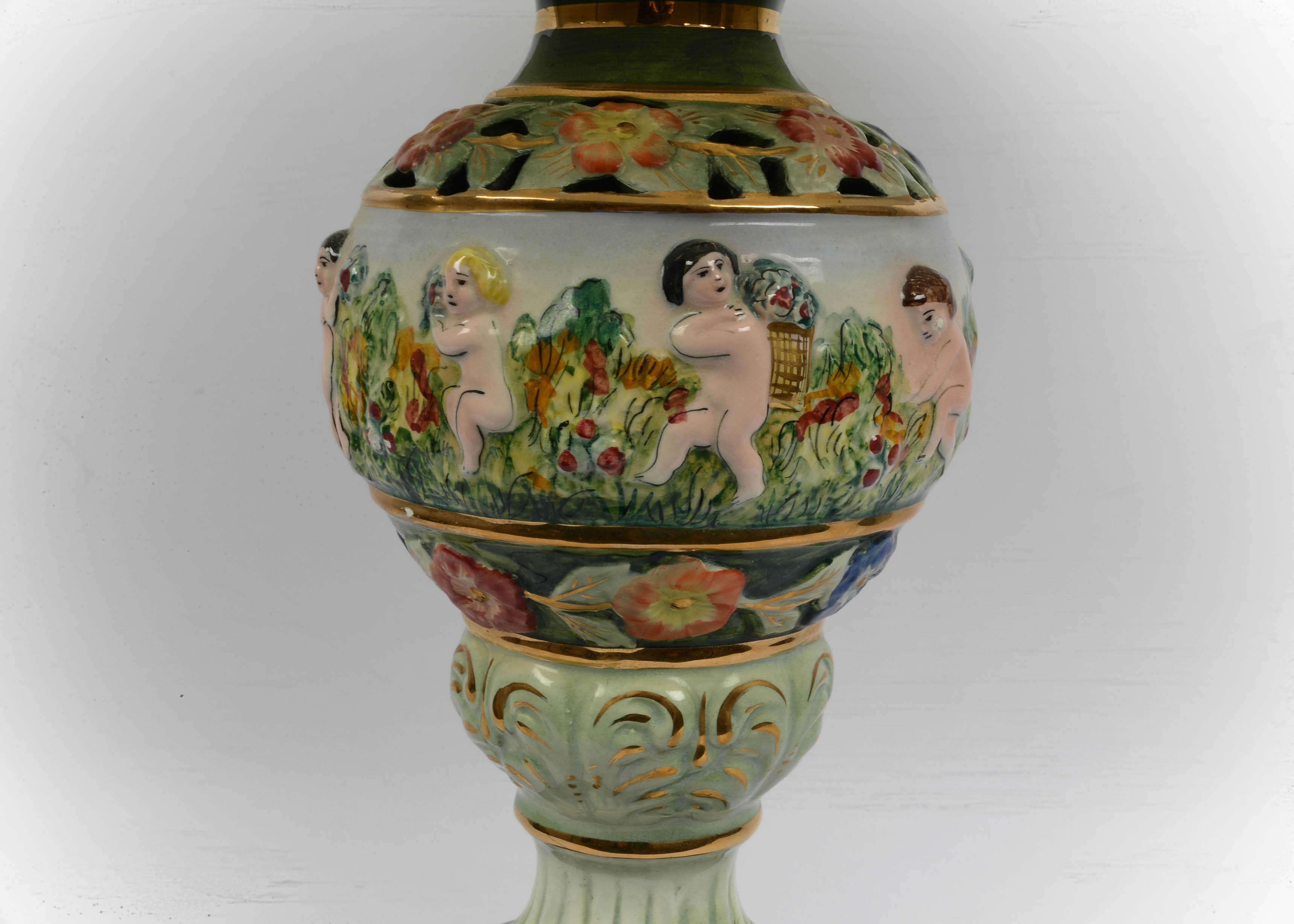 Antique Porcelain Urn Table Base Lamp