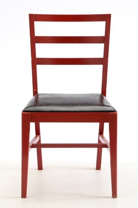 Red Painted Mid-Century Desk and Chair