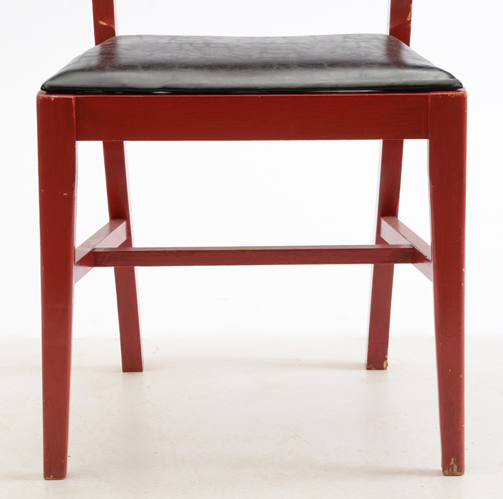 Red Painted Mid-Century Desk and Chair