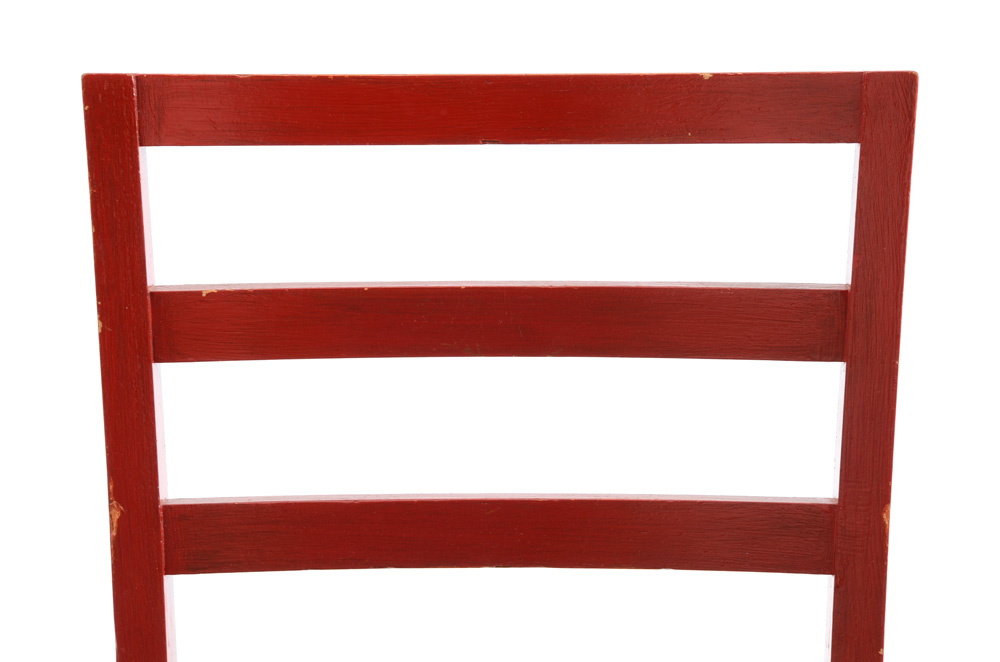 Red Painted Mid-Century Desk and Chair