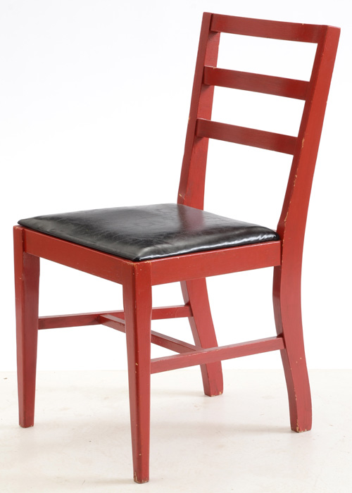 Red Painted Mid-Century Desk and Chair
