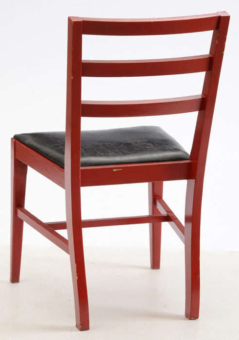Red Painted Mid-Century Desk and Chair