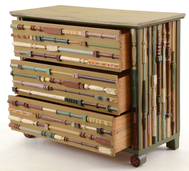 Mid Century Poplar and Oak Chest of Drawers