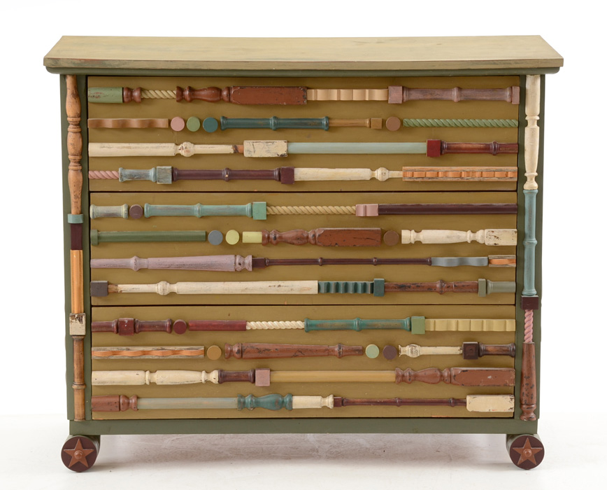 Mid Century Poplar and Oak Chest of Drawers