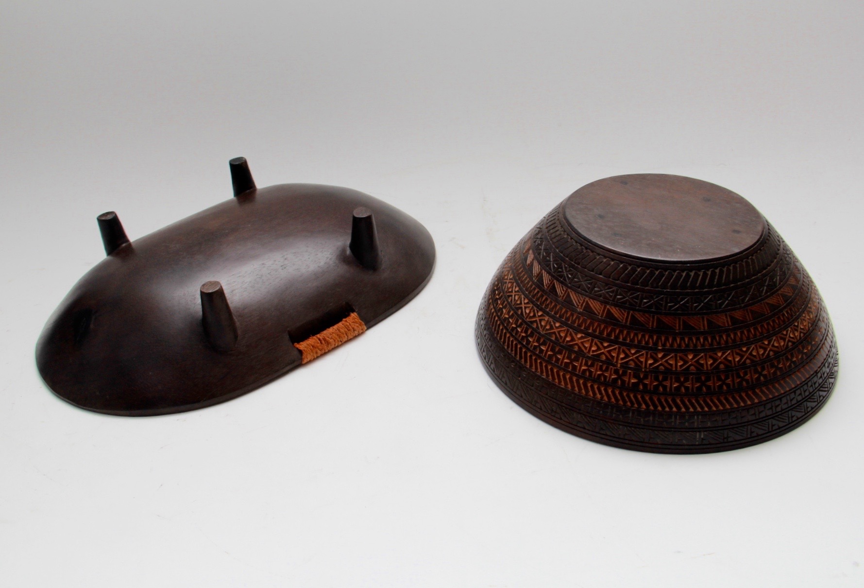 Pair of Hand-carved Wooden Bowls