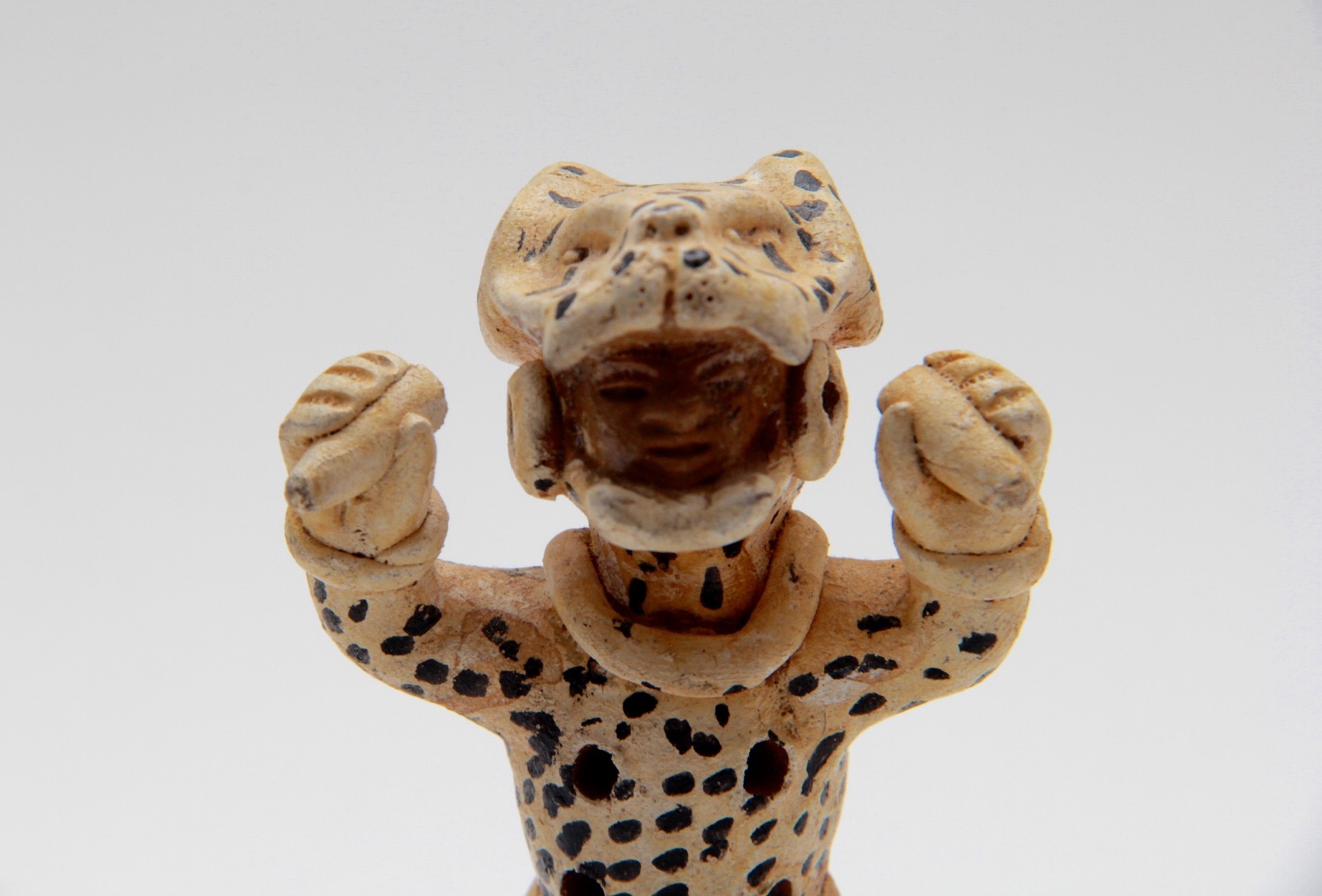 Ceramic Sculpture of Mesoamerican Jaguar Warrior