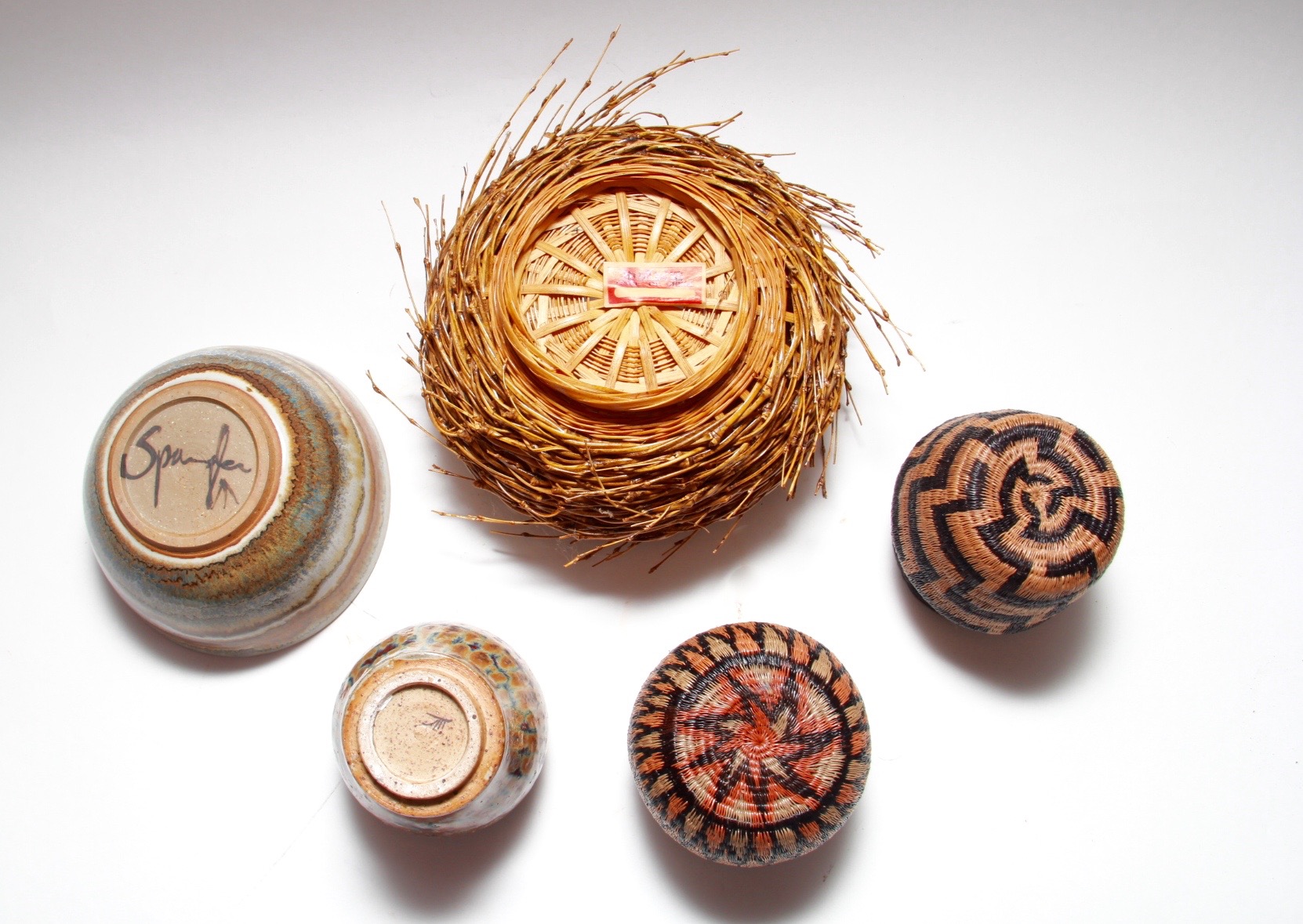 Assortment of Baskets and Pottery