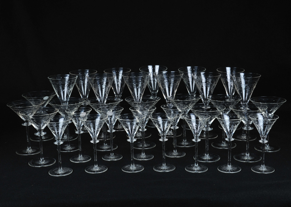 Set of Vintage Cut Glass Stemware