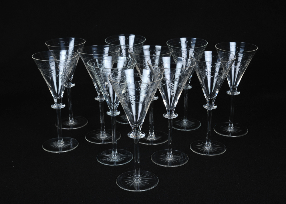 Set of Vintage Cut Glass Stemware