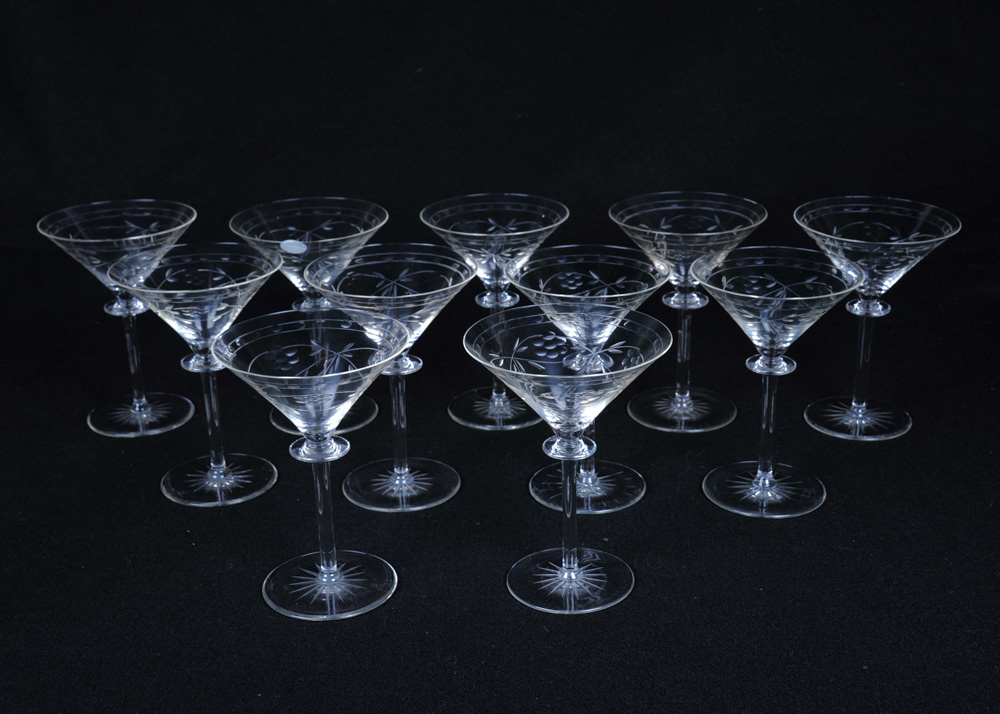Set of Vintage Cut Glass Stemware