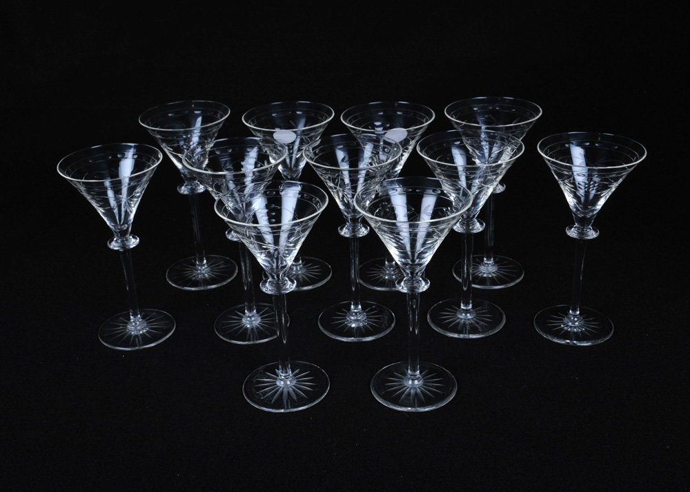Set of Vintage Cut Glass Stemware