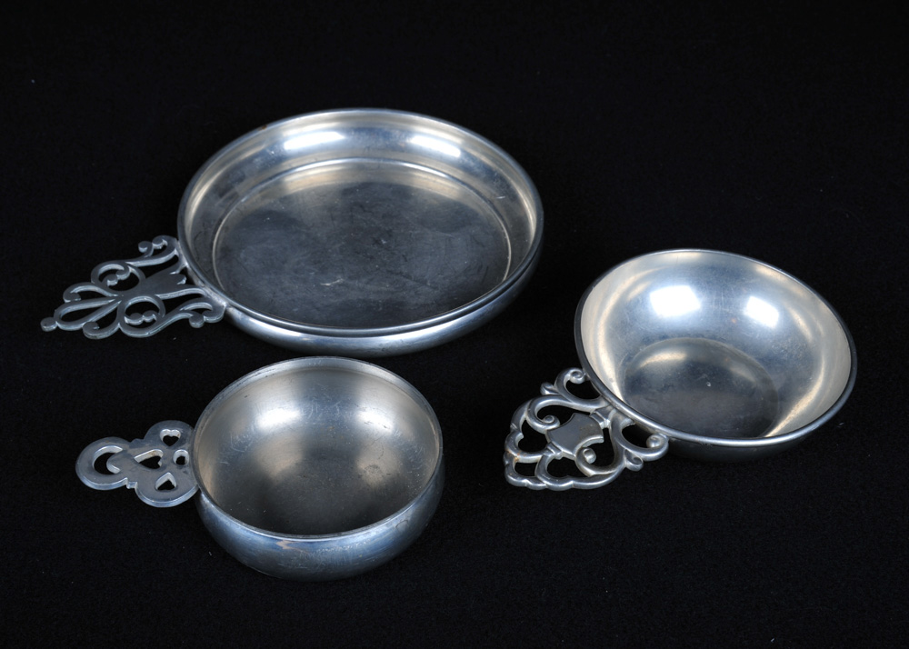 Quintet of Vintage Pewter Decor