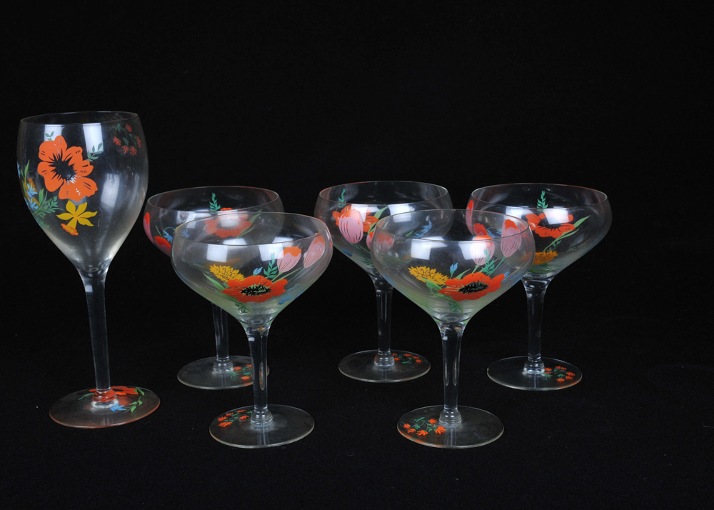 Collection of Floral Motif Glassware