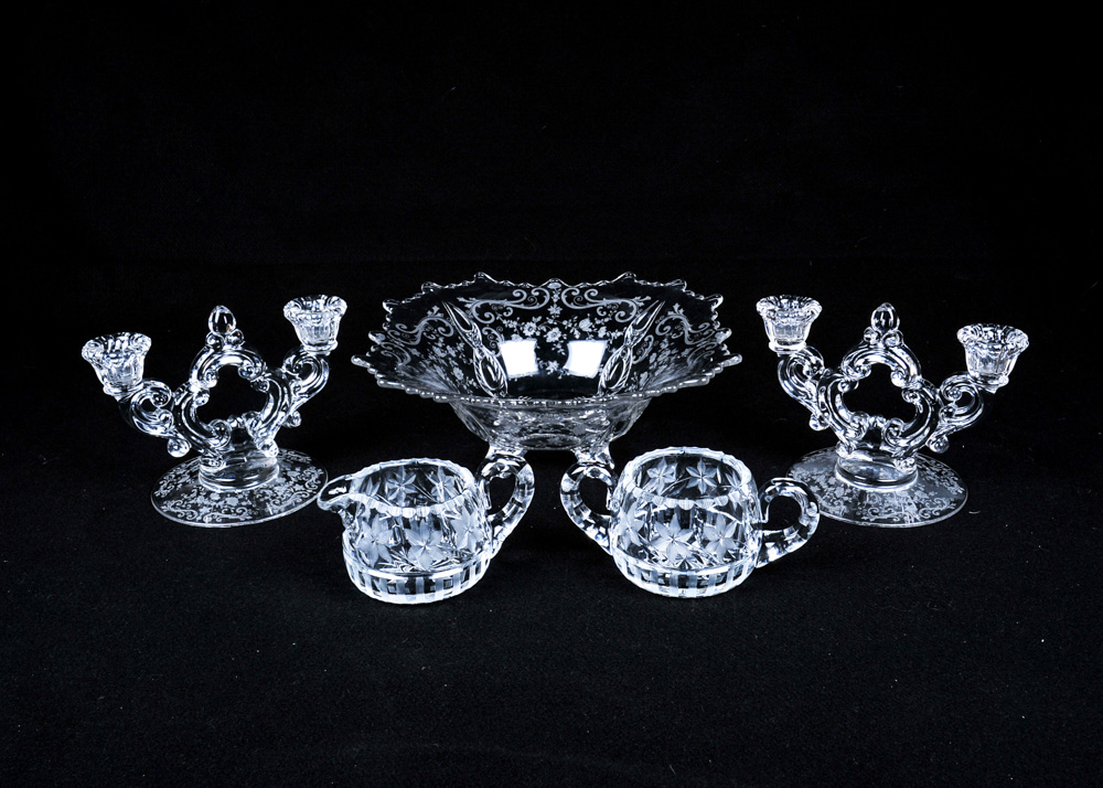 Quintet of Vintage Glass