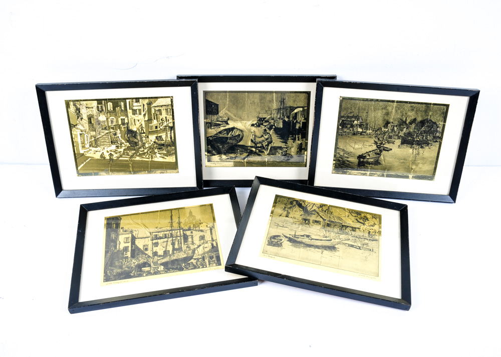 Quintet of Lionel Barrymore Gold Foil Etchings