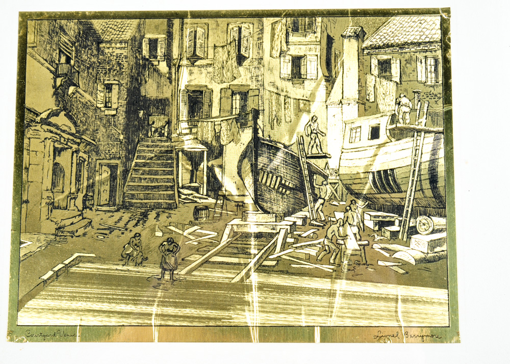 Quintet of Lionel Barrymore Gold Foil Etchings