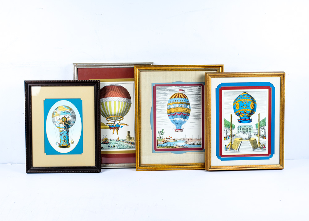 Offset Lithographs of European Hot Air Balloon Aerial Voyages
