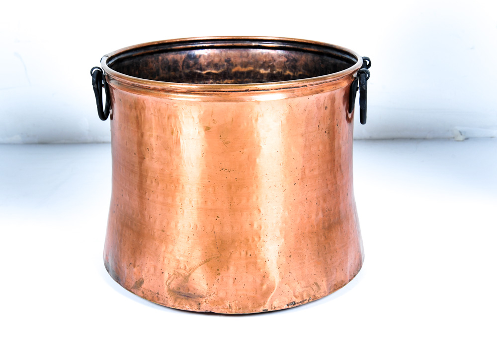 Copper Vessel and Abstract Metal Table Lamps