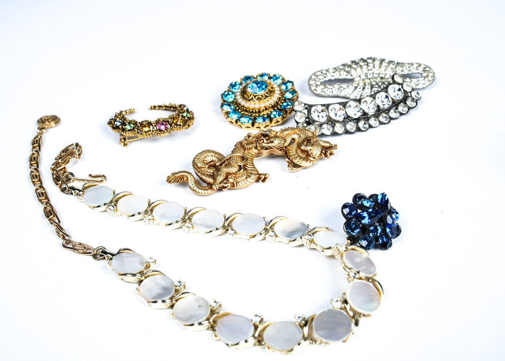 Mink Collar with Vintage and Costume Jewelry