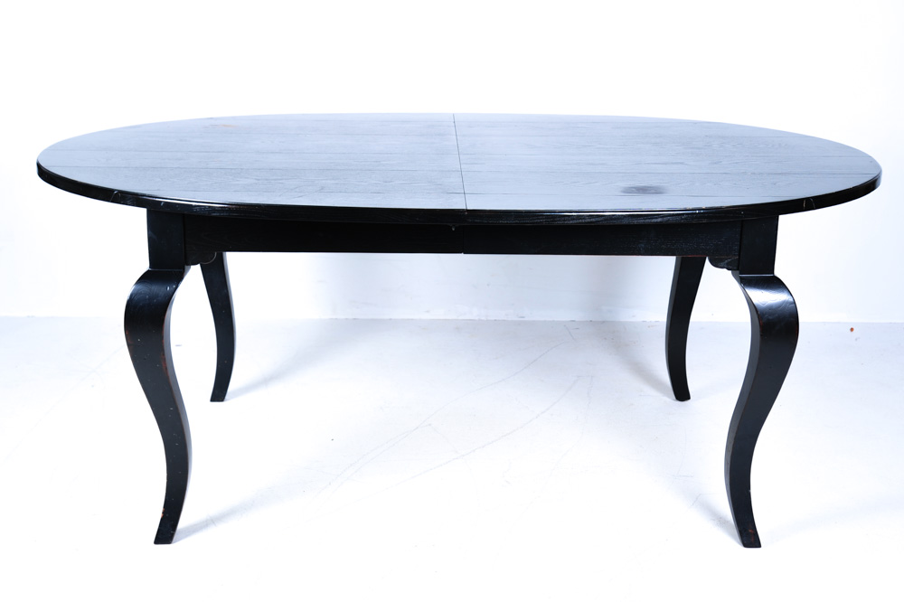 Black Painted Wood Oval Dining Table
