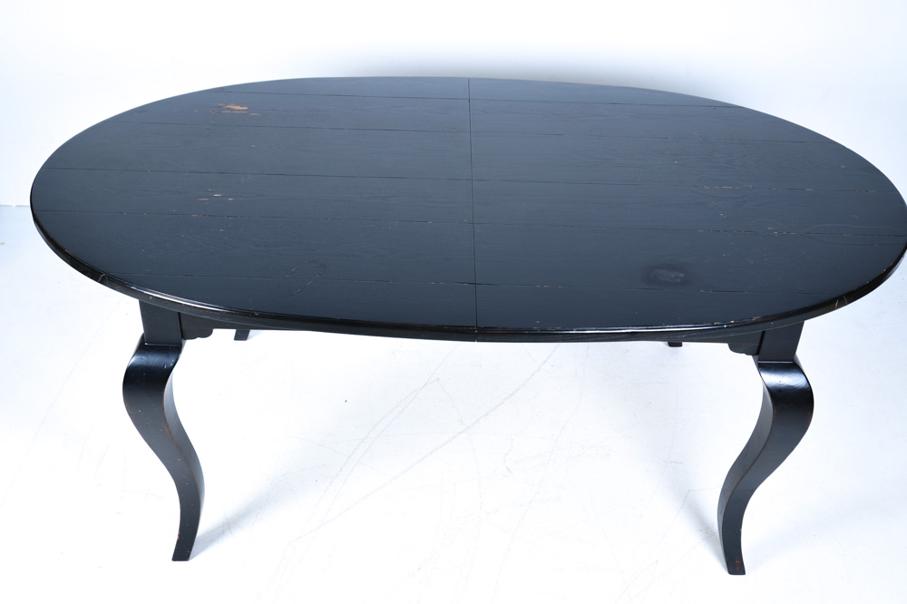 Black Painted Wood Oval Dining Table