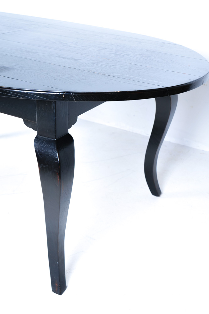 Black Painted Wood Oval Dining Table