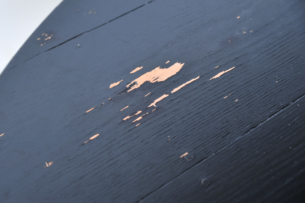 Black Painted Wood Oval Dining Table