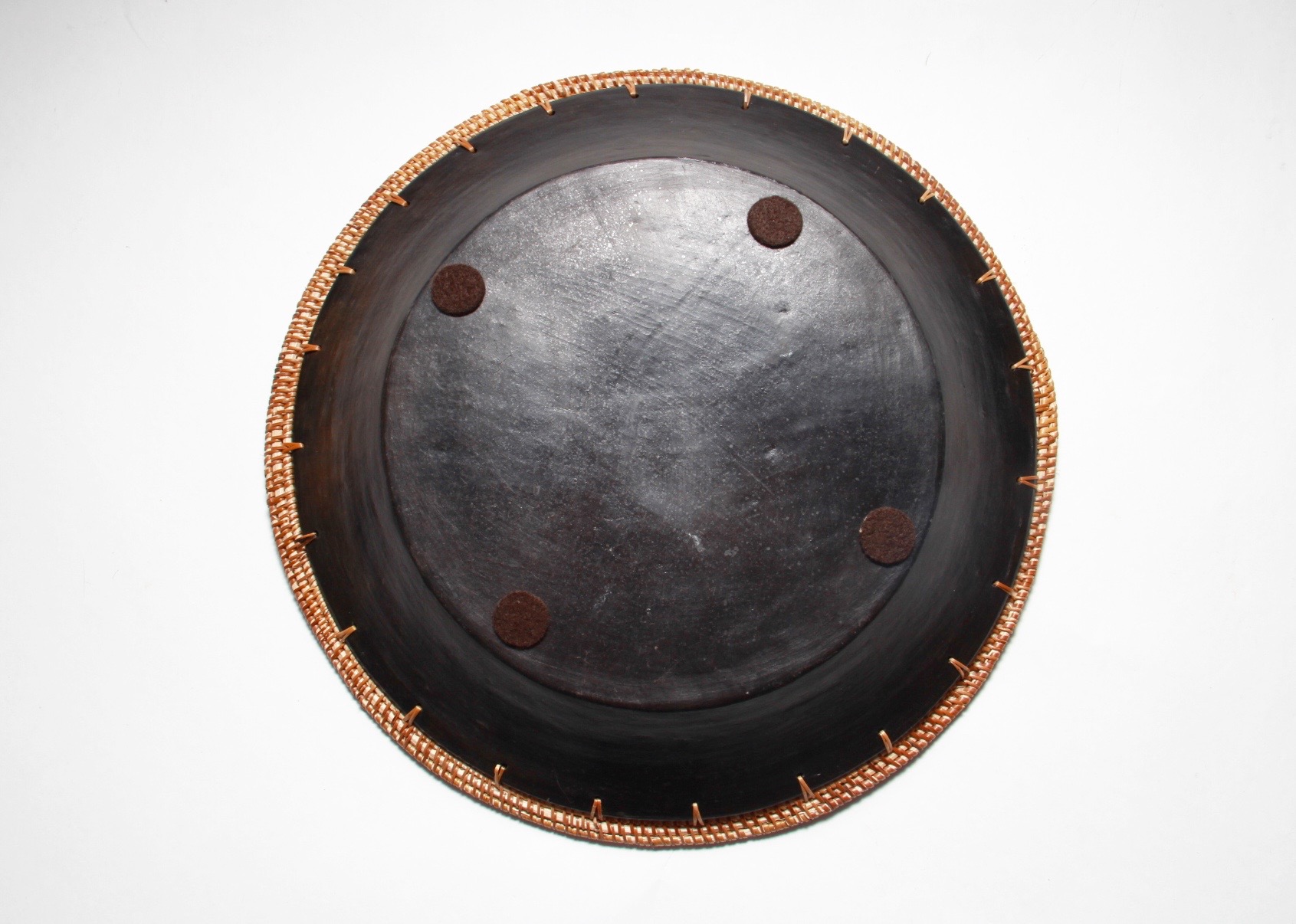 Pottery Bowl with Fish Design and Wicker Edge