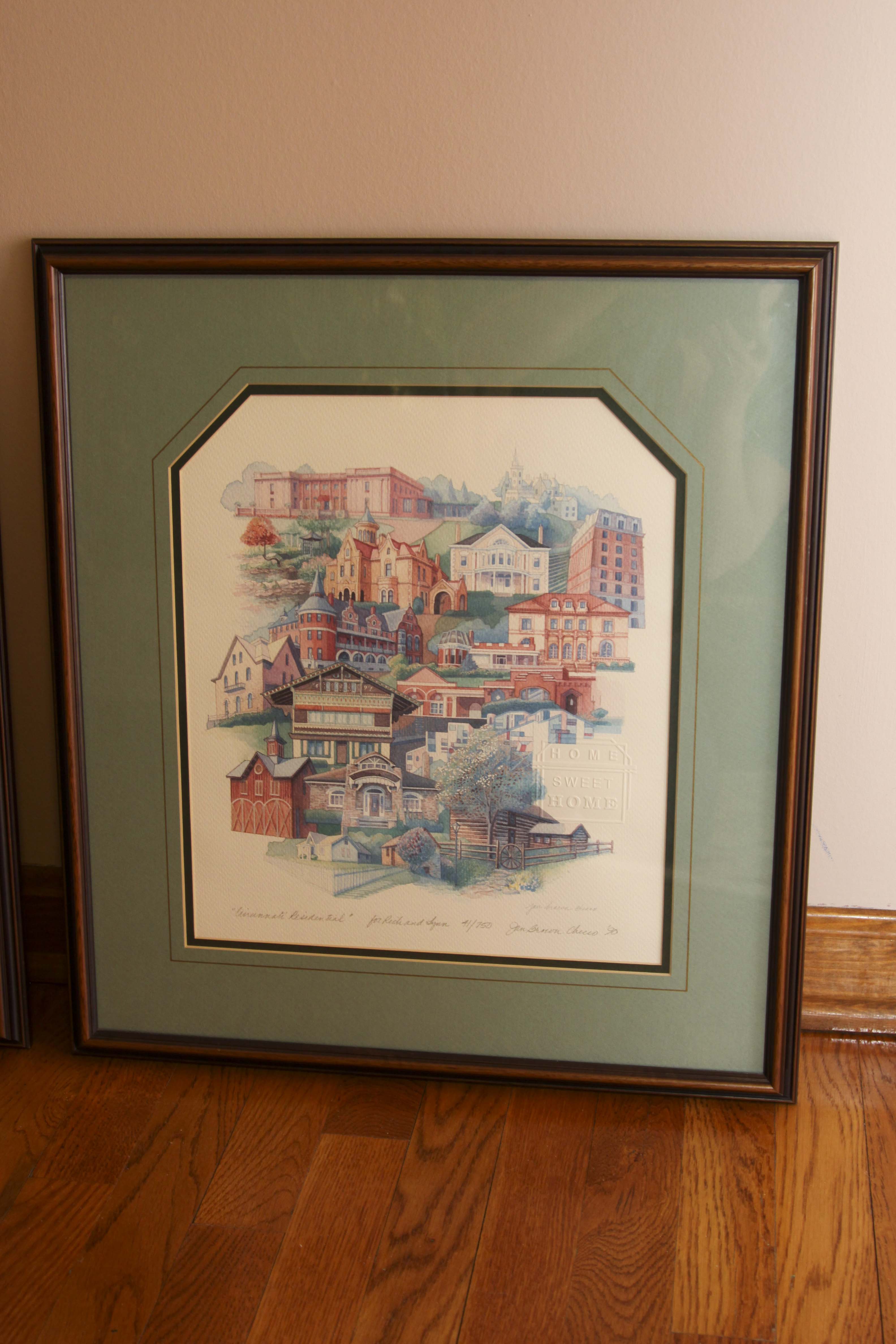 Three Jan Brown Cheeco Framed "Cincinnati Scenes" Prints