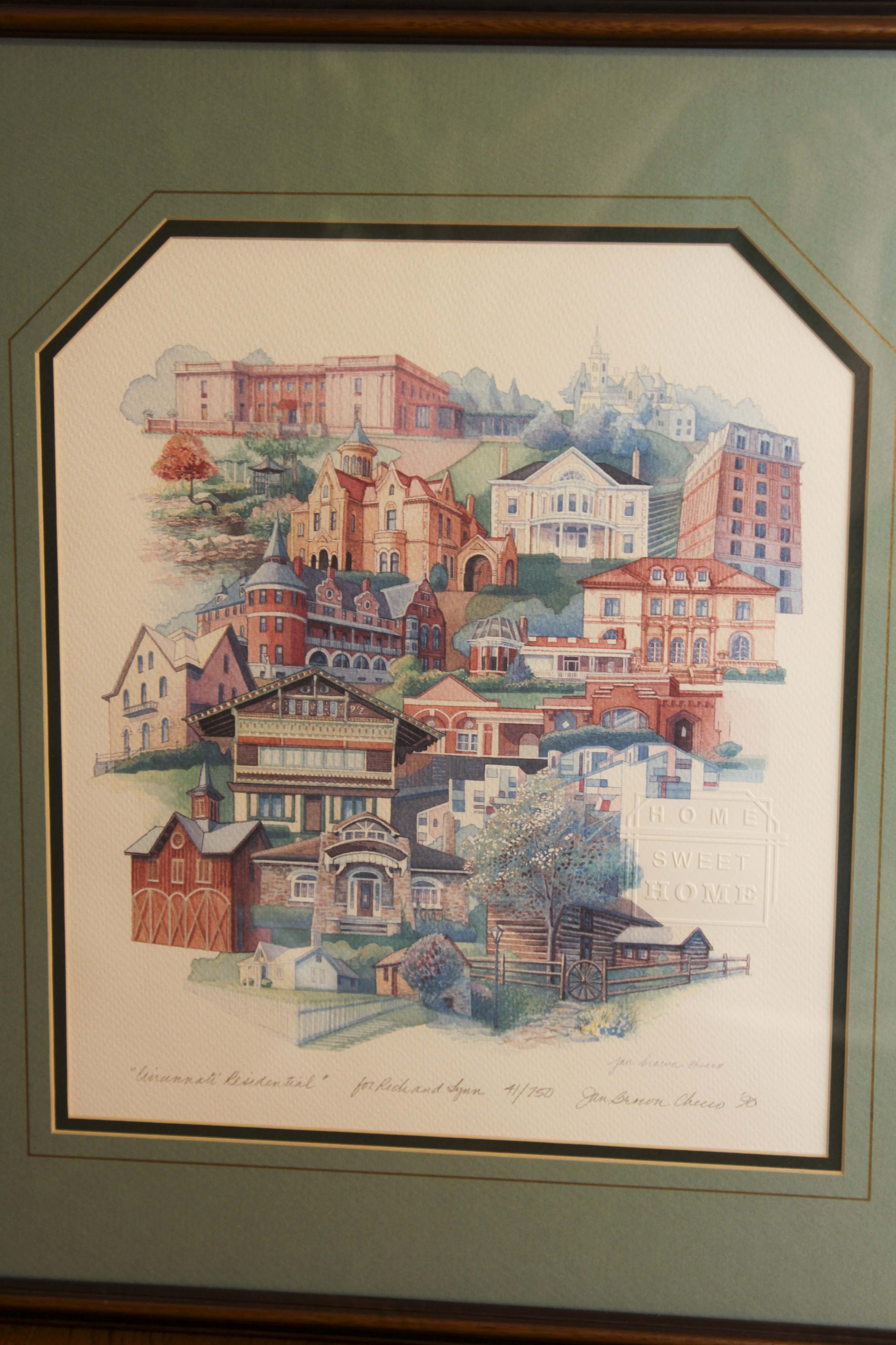 Three Jan Brown Cheeco Framed "Cincinnati Scenes" Prints