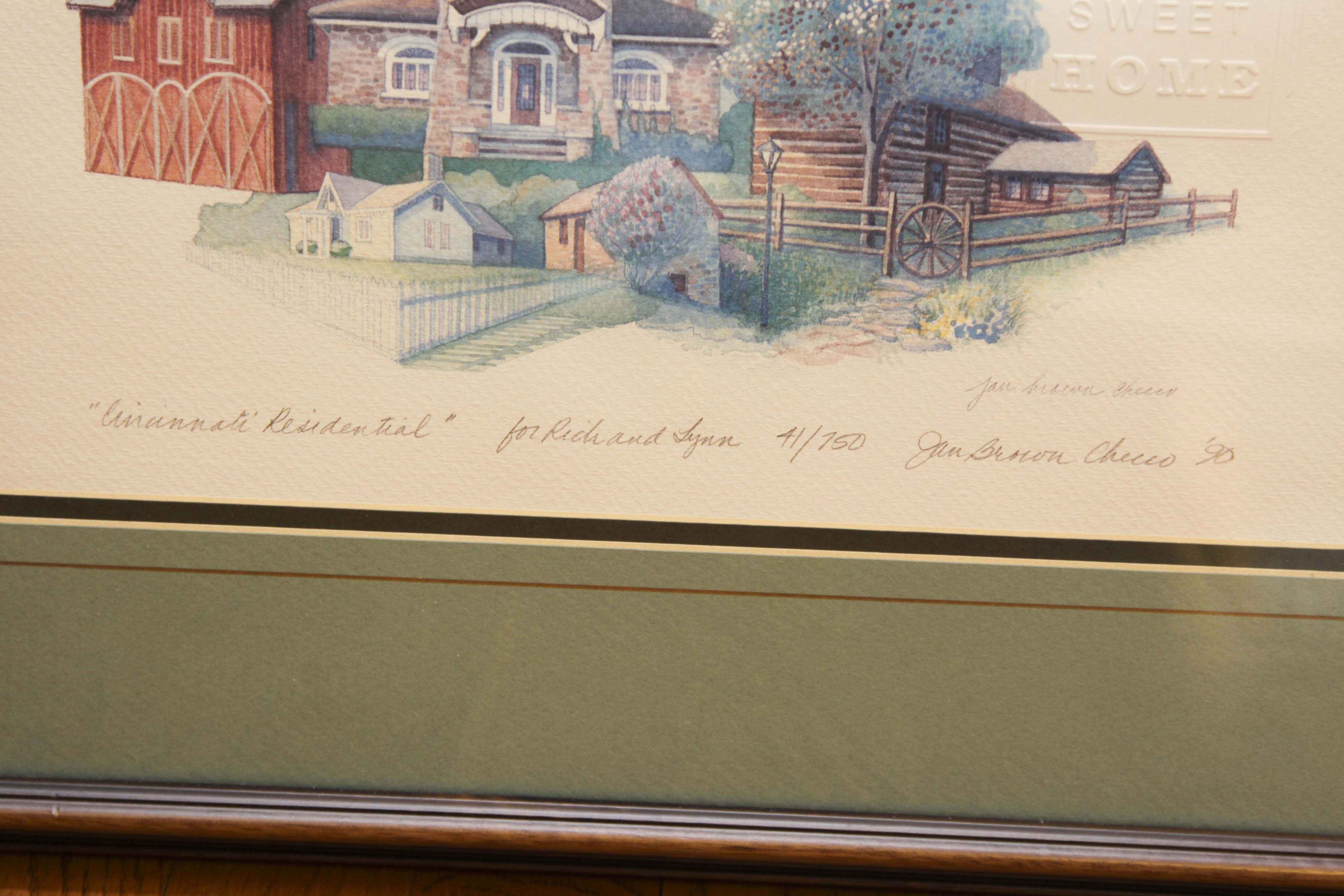 Three Jan Brown Cheeco Framed "Cincinnati Scenes" Prints