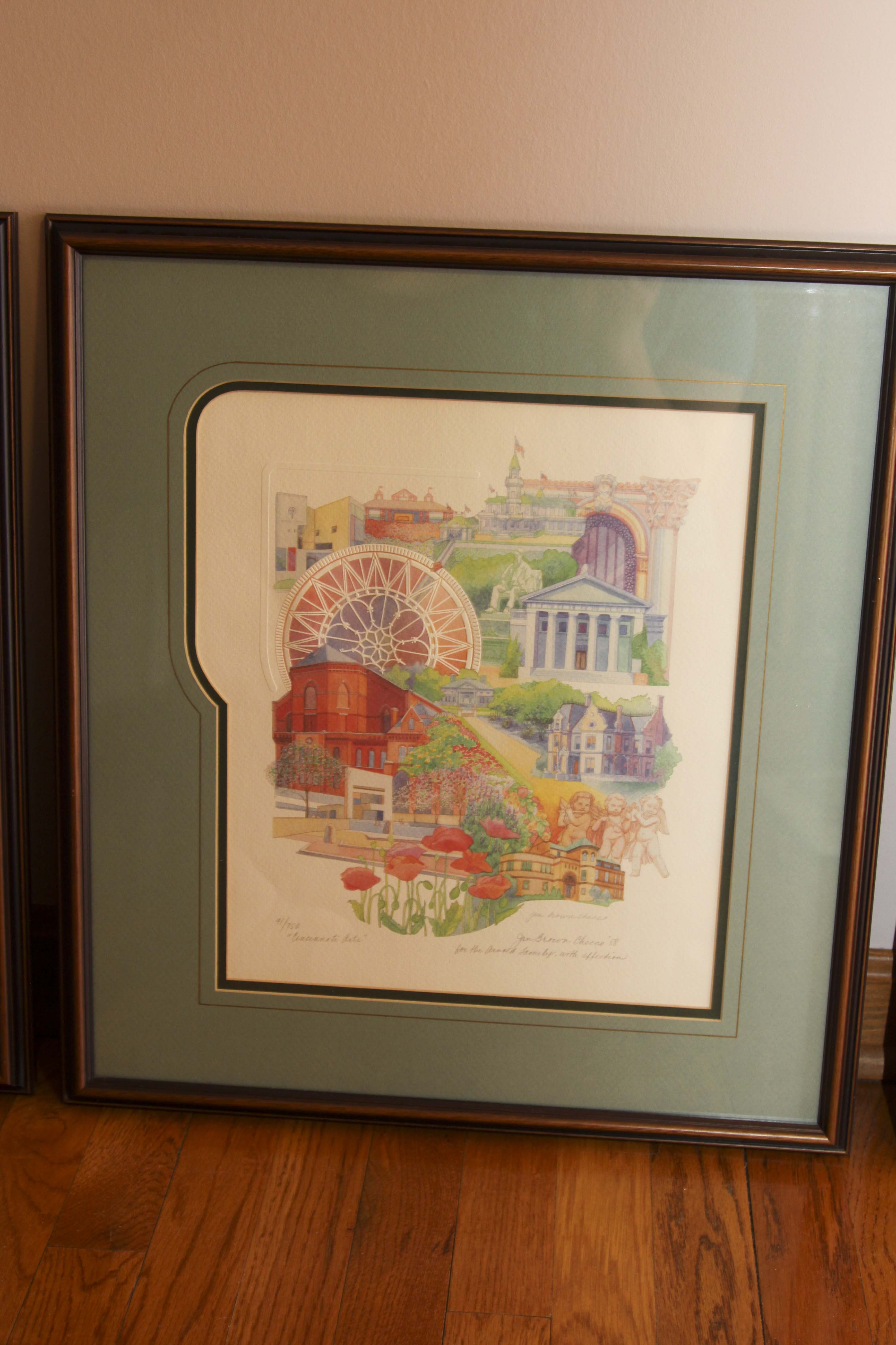 Three Jan Brown Cheeco Framed "Cincinnati Scenes" Prints