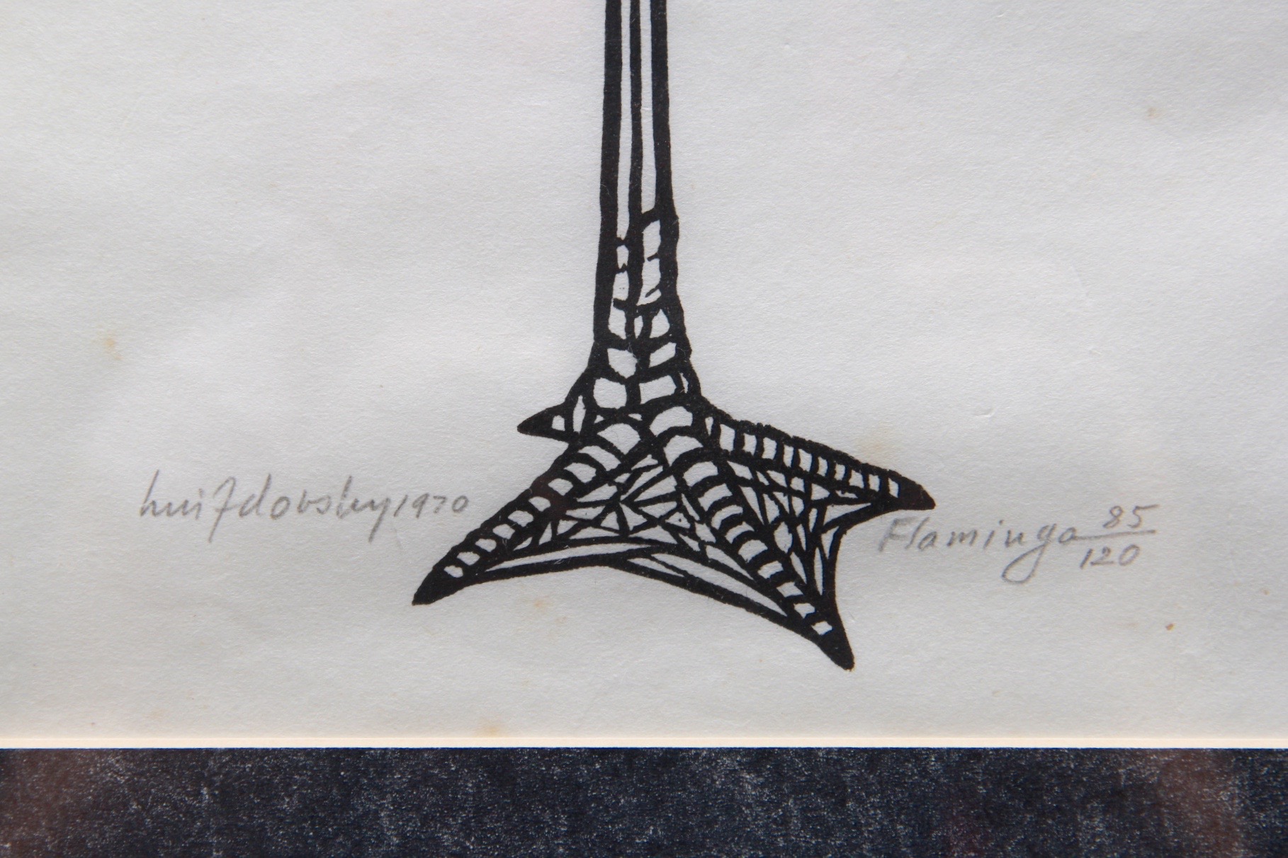 Limited Edition, 1970 Woodblock Print of "Flamingo" by Listed Artist, Jacques Hnizdovsky