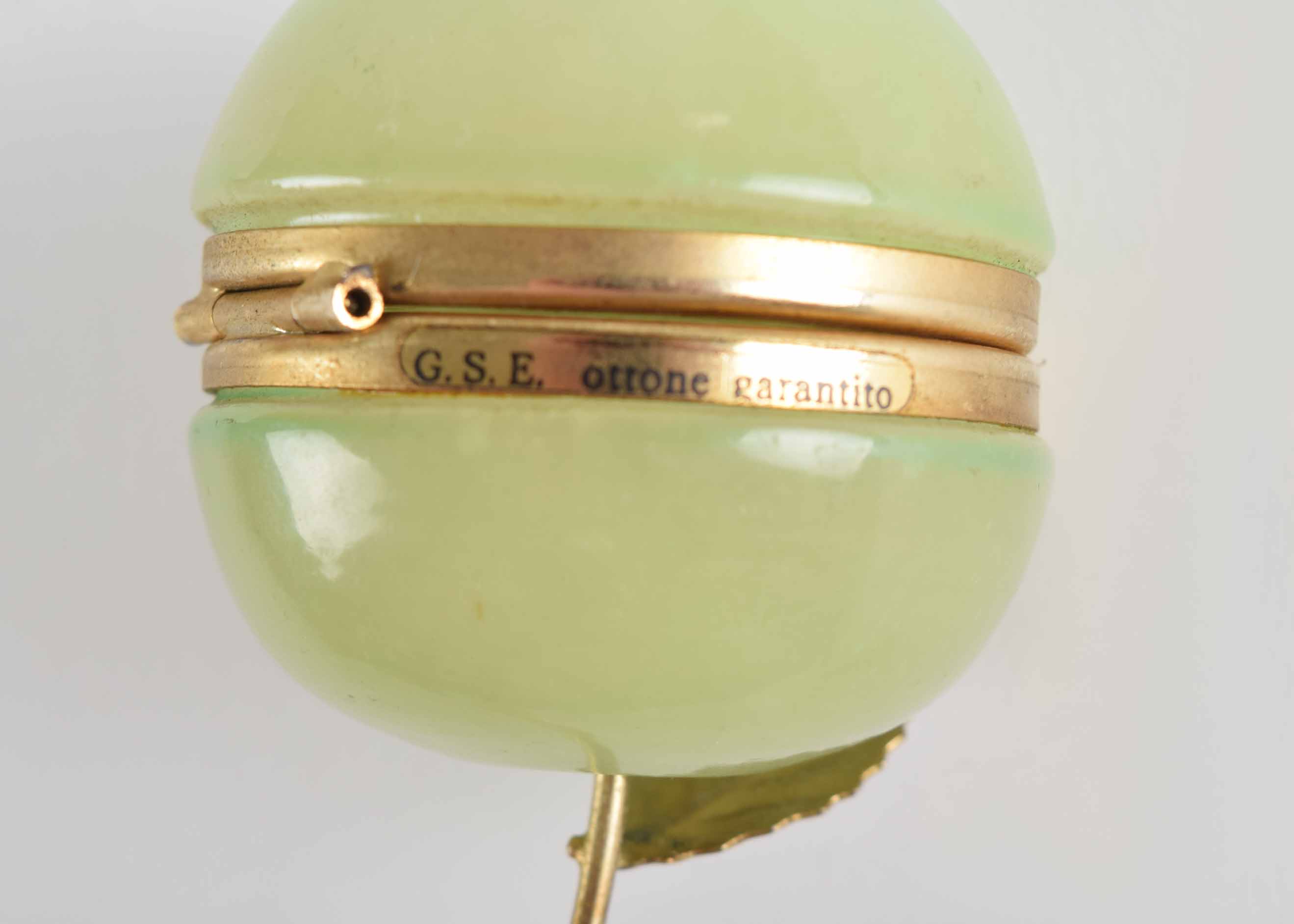 Vintage Ebeling and Reuss Jade and Brass Apple Trinket Box