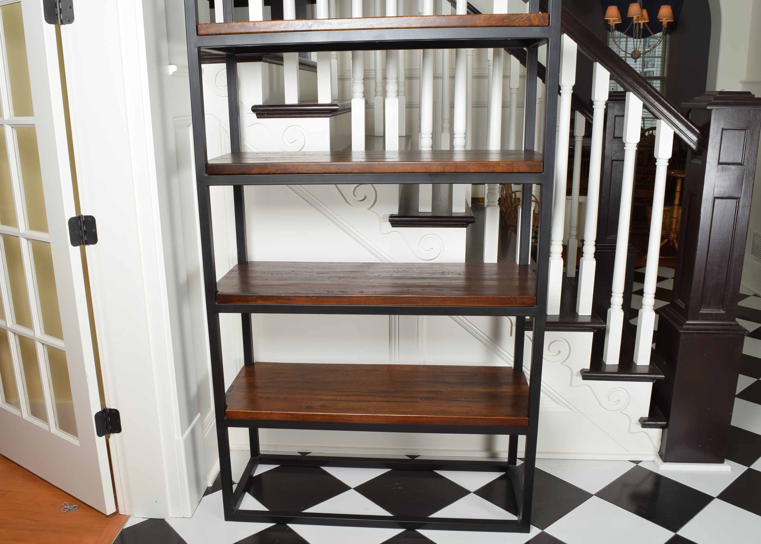 Arhaus Palmer House Wood and Iron Shelving Unit