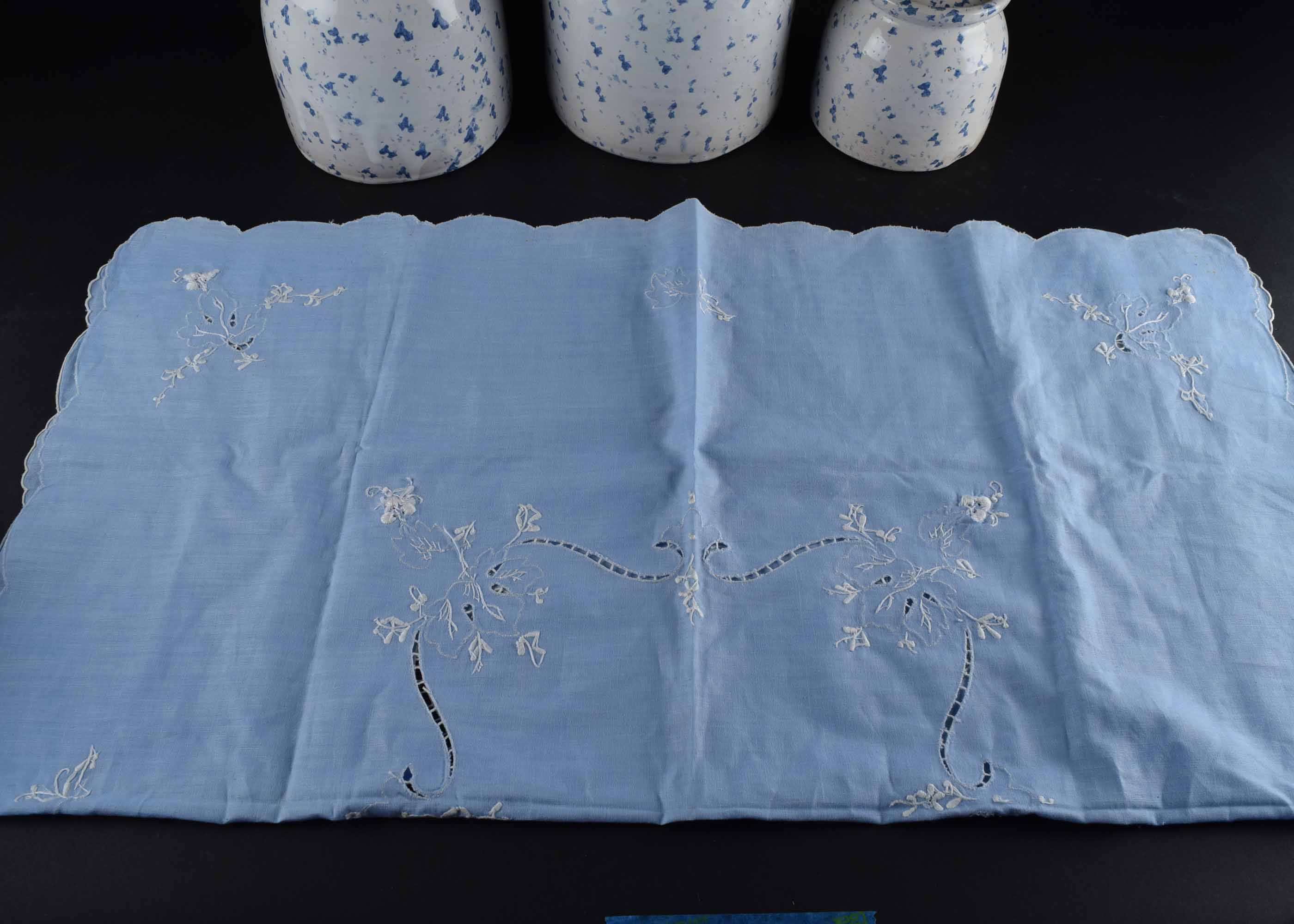 Blue and White Kitchen Serving Items and Canisters