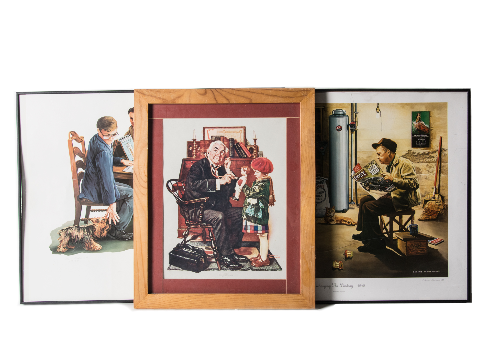 Pair of Elaine Wadsworth Offset Lithographs and a Norman Rockwell Lithograph