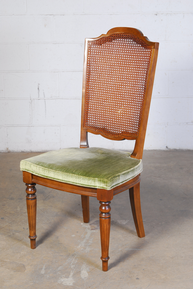 Set of Four Ethan Allen Cane Back Dining Chairs