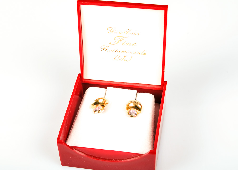 14K Yellow Gold and Imitation Diamond Earrings