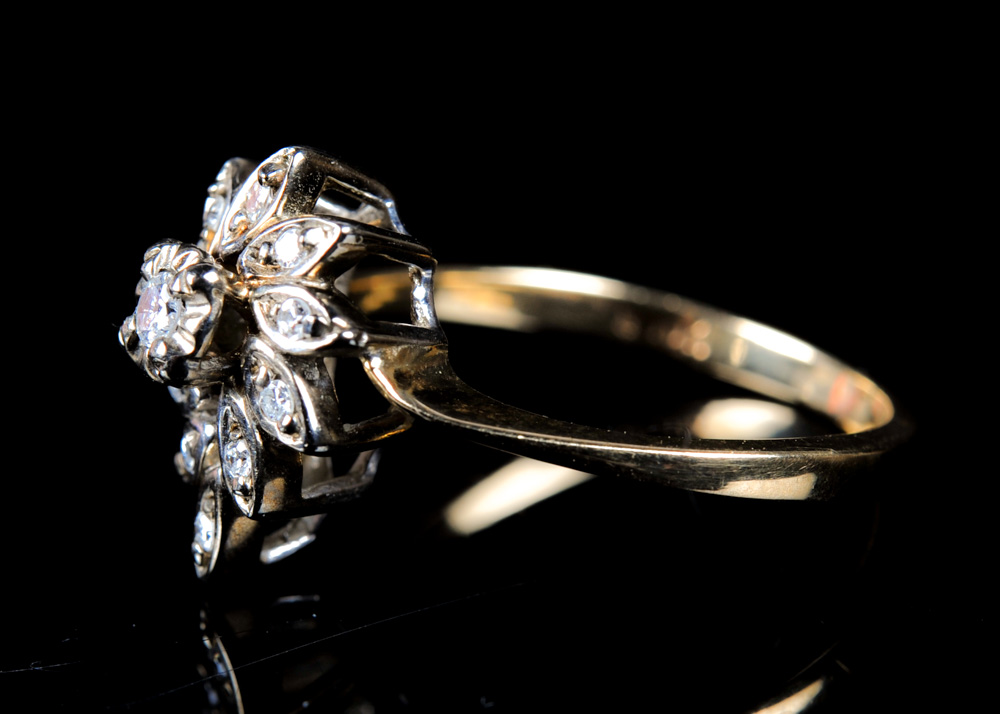 10K Gold Diamond Cluster Ring